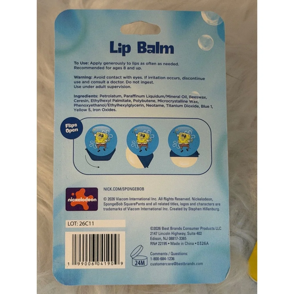 Nickelodeon SpongeBob SquarePants & Patrick Star Lip Balm Set 2pk 0.26oz NEW